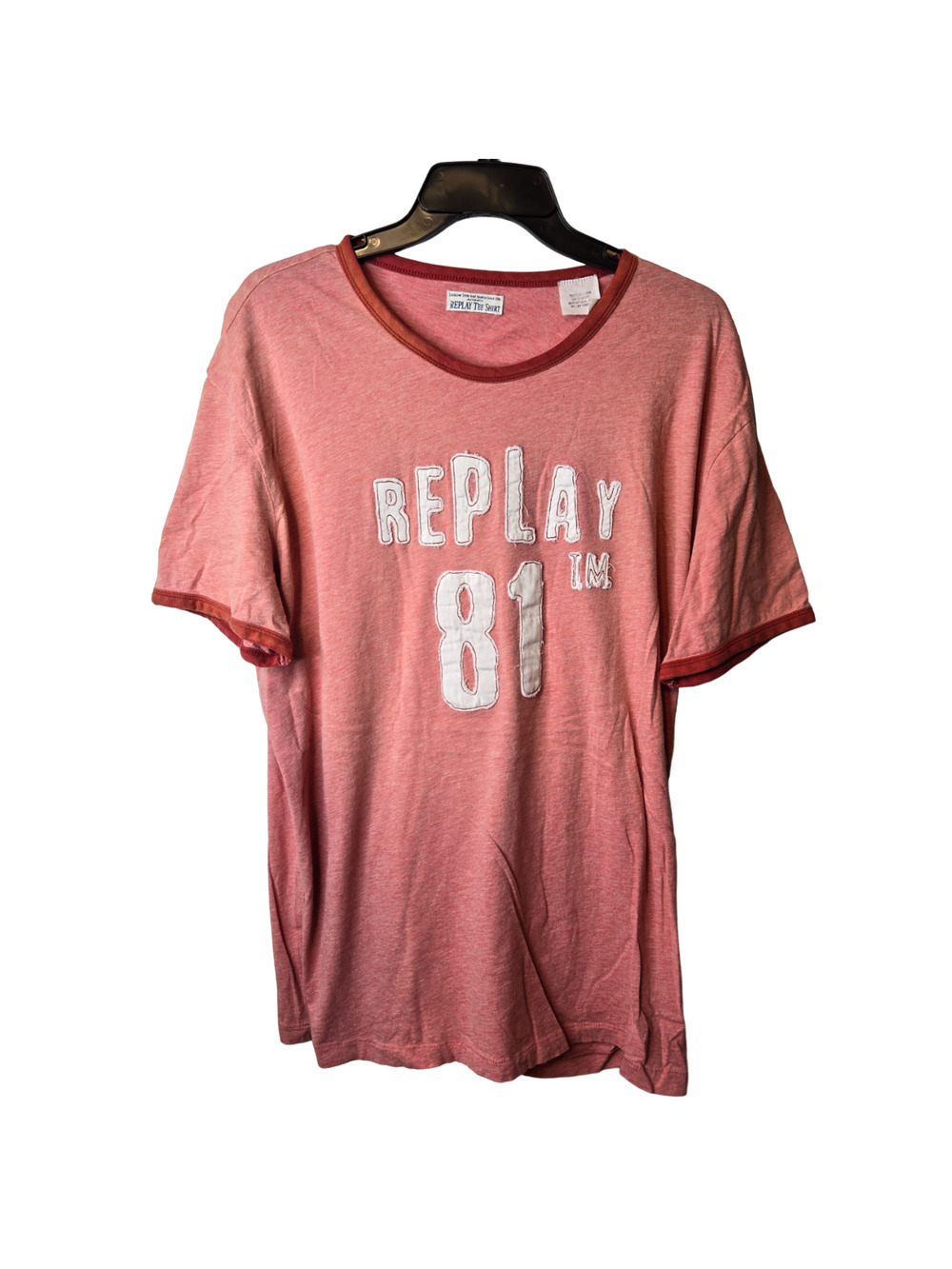 Replay 1981 Red Ringer Tee Heather Cotton Short Sleeve Men's T-shirt Size 2XL